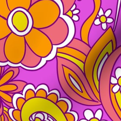 60s 70s hippie colorful psychedelic floral pattern (medium size version)