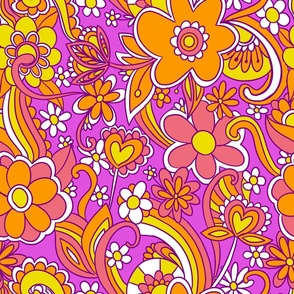 60s 70s hippie colorful psychedelic floral pattern (medium size version)