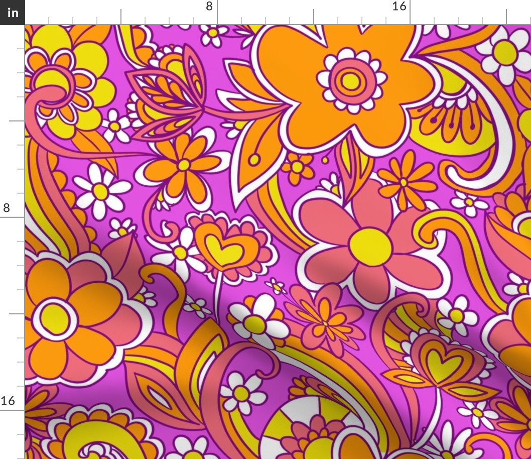 60s 70s hippie colorful psychedelic floral pattern (medium size version)