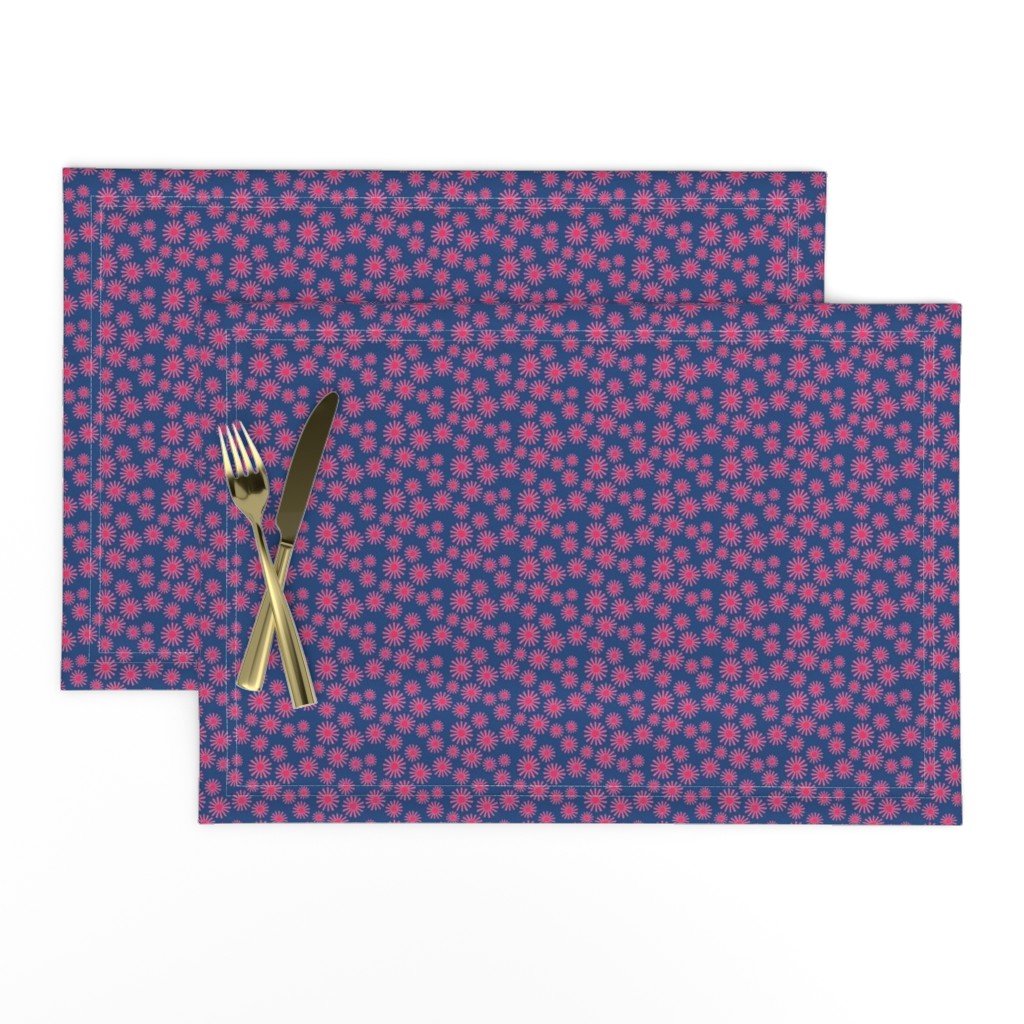 daisies - pink on dark blue - small scale - shw1007 ll