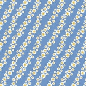 diagonal daisies blue small scale
