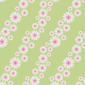 diagonal daisies green large scale
