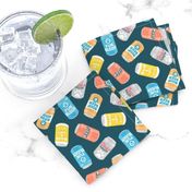 (small scale) Doggy Beers - Multi dog brews - beer can - fun dog fabric - dark blue - LAD22