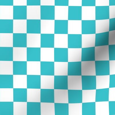 Checkered Teal and White, Check Pattern Checkered Pattern, Retro Squares