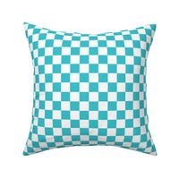 Checkered Teal and White, Check Pattern Checkered Pattern, Retro Squares