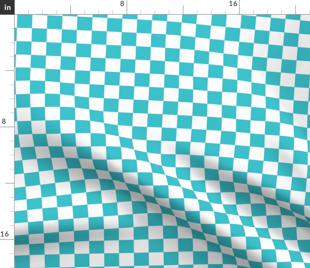 Checkered Teal and White, Check Pattern Checkered Pattern, Retro Squares
