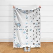 Blue Elephant Milestone Baby Boy Blanket