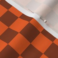 Checkered Orange and Burnt Orange Brown, Check Pattern Checkered Pattern, Retro Squares