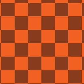 Checkered Orange and Burnt Orange Brown, Check Pattern Checkered Pattern, Retro Squares