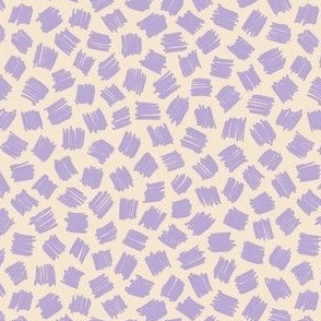 Scattered scribbled squares in lilac on cream, 13