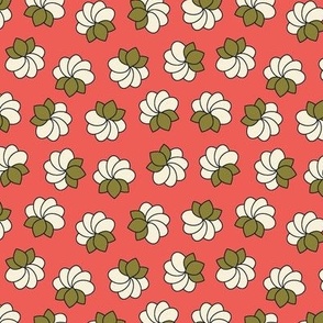 1617 small - Blossom Toss - Cream on Coral