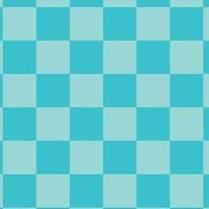 Checkered Teal and Light Teal, Check Pattern Checkered Pattern, Retro Squares