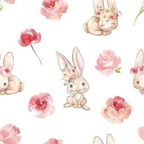 small scale rabbit floral 