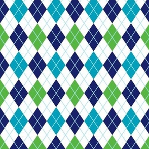 Navy, Green and Blue Golf Argyle with Baby Blue Lines v4
