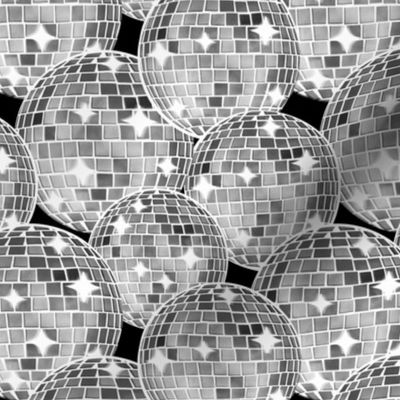 Sparkling Disco Balls - 6" medium - black and white