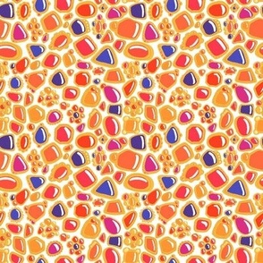 Abstract Jewels - Orange on White Small