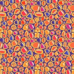 Abstract Jewels - Orange on Purple Small