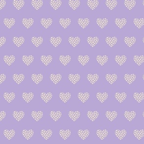 Small Scribbled Squares in Hearts cream on lilac