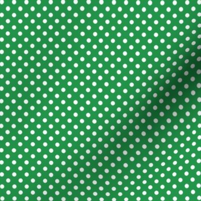 Small White Polka Dots on Green