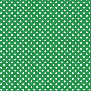 Small White Polka Dots on Green