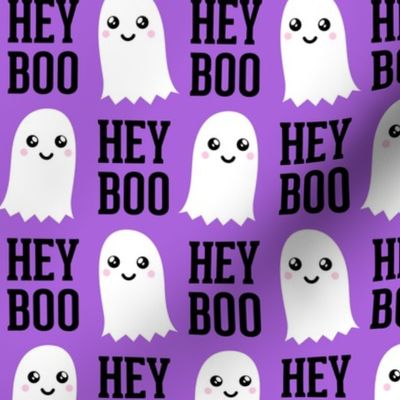 (2.25" scale) HEY BOO - ghost - cute halloween - purple -  C22