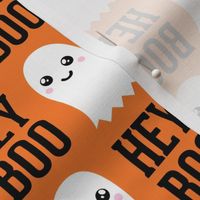 (2.25" scale) HEY BOO - ghost - cute halloween - orange -  C22