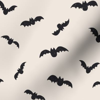 small Halloween Black Bats on creamy White - simple minimal gender neutral