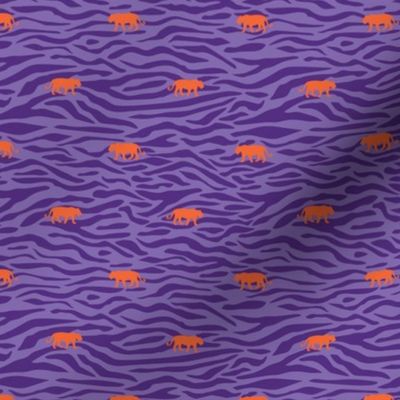 purple tiger stripes and orange mini tigers