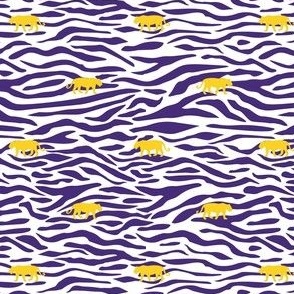 white with purple tiger stripes and yellow mini tigers