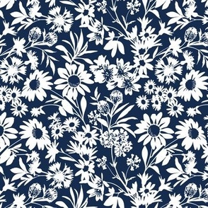 Small Scale / Ditsy Floral / Navy Background