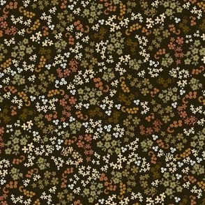 (XS) Ditsy Floral Camouflage  / Forest Green Ditsy Floral -  Dark Brown Bg