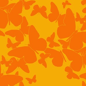 small-Fluttering Butterfly Silhouettes-orange and yellow