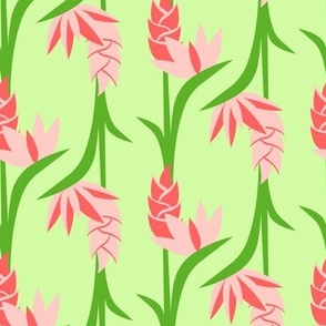 Heliconia Tropical Flower Repeat in Watermelon Palette
