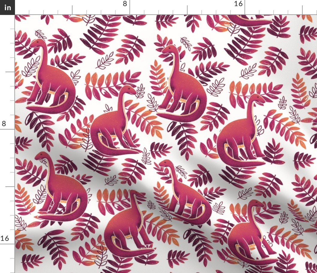 Modern Dinosaur Pattern - Coral