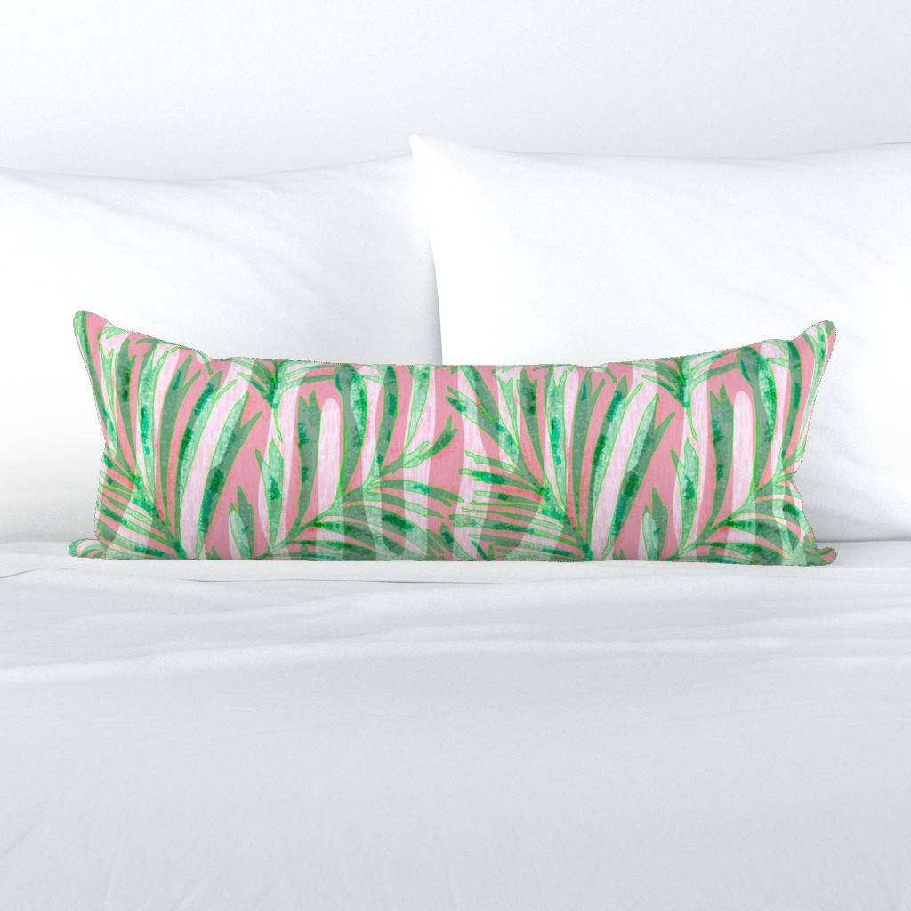 Joyful Jungle - Pink Zebra Botanical Leaves 