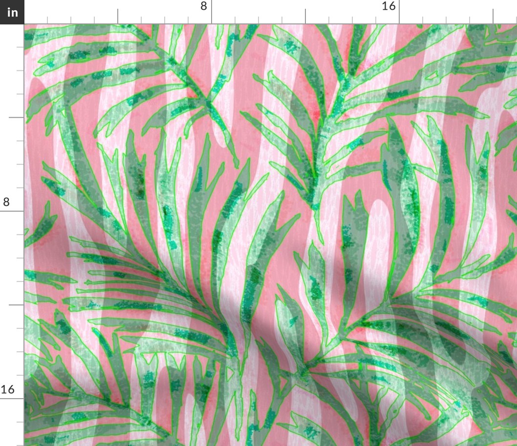 Joyful Jungle - Pink Zebra Botanical Leaves 