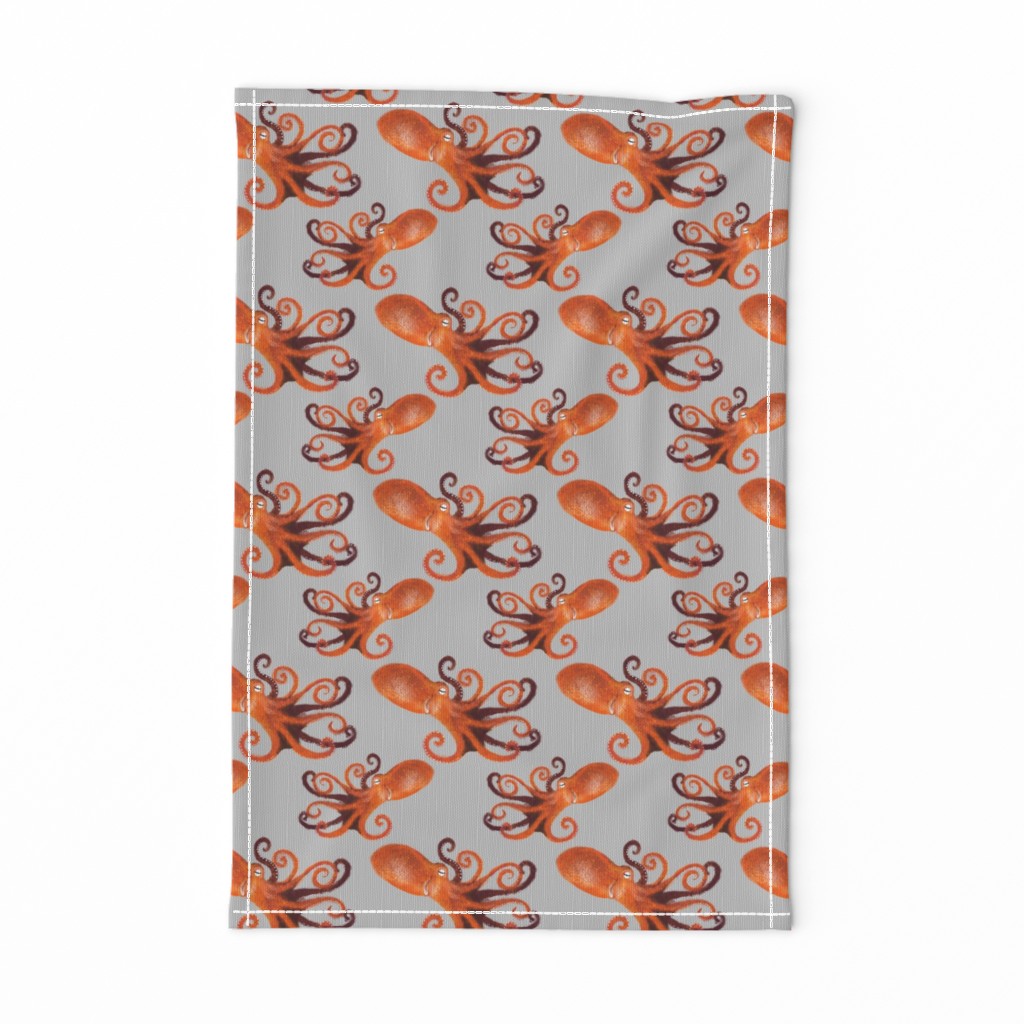 Orange Octopus on gray