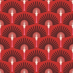 Art Deco palm trees red Wallpaper