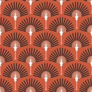 Art Deco palm trees terracotta Wallpaper