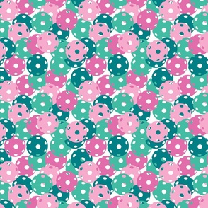 Pastel  pink and  minty green pickleballs - small  scale pattern