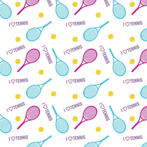 I love tennis - pink and blue - small scale tiles