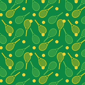 Green and yellow tennis rackets - small tile size