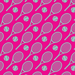 Cool tennis pattern - vivid pink - small scale tiles