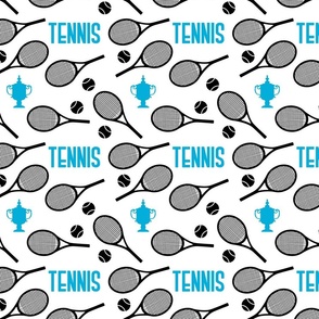 Black tennis rackets on white - small scale tiles