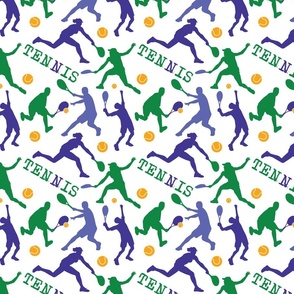 Colourful tennis silhouettes on white -  small scale tiles