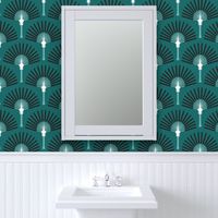 Art Deco palm trees emerald green Wallpaper