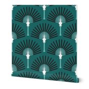 Art Deco palm trees emerald green Wallpaper