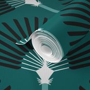 Art Deco palm trees emerald green Wallpaper