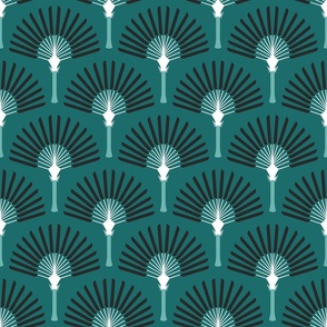 Art Deco palm trees emerald green Wallpaper