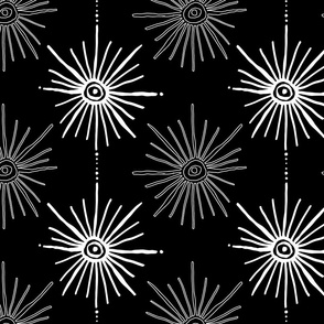 Boho Sunburst White on Black